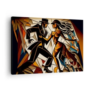 Quadro em tela - Um casal dinâmico dançando de forma abstrata. - 70x50cm - Dança de paixão e paixão - Decoração de parede moderna para a sala de estar e quarto ARTTOR
