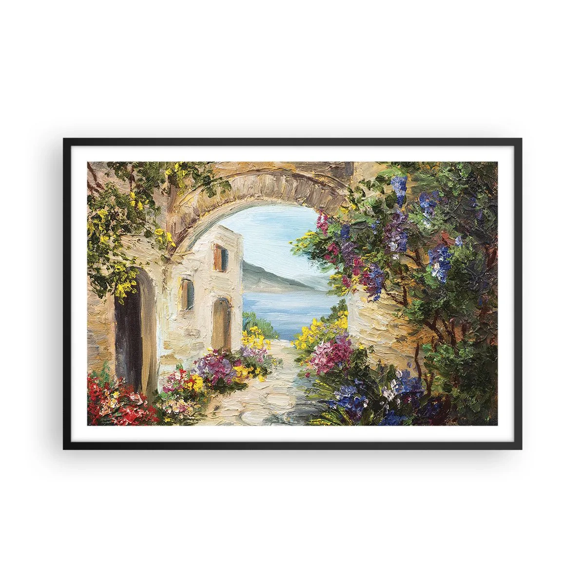 Pôster com moldura preta - O encanto da província costeira - 91x61 cm