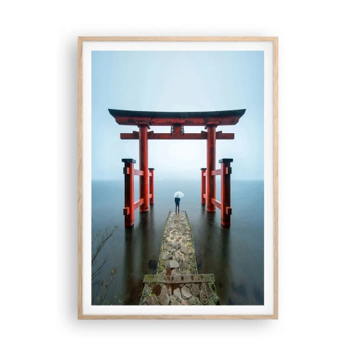 Pôster com moldura de carvalho claro - Devaneio japonês - 70x100 cm