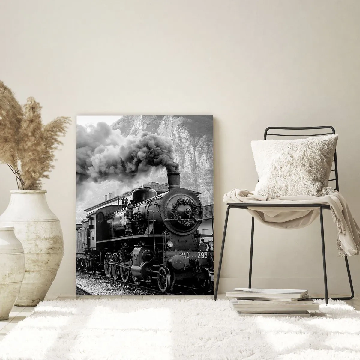 Quadro em vidro - À espera na estação... - 50x70 cm