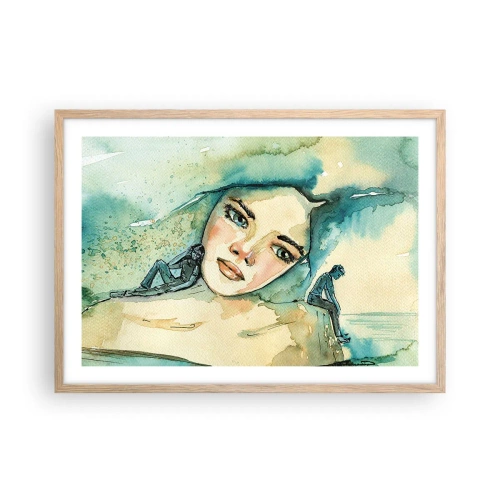 Pôster com moldura de carvalho claro - Am I blue? - 70x50 cm