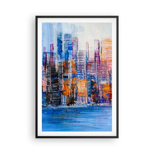 Pôster com moldura preta - Metrópole alegre - 61x91 cm