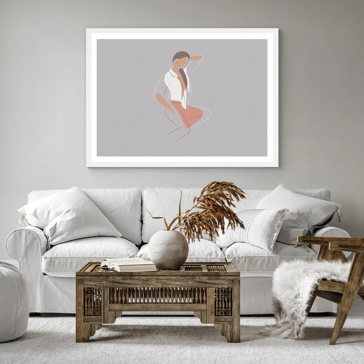 Pôster em moldura branca - O esboço do encanto - 30x30 cm