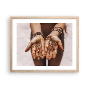 Pôster com moldura de carvalho claro - Um presente para si - 50x40 cm