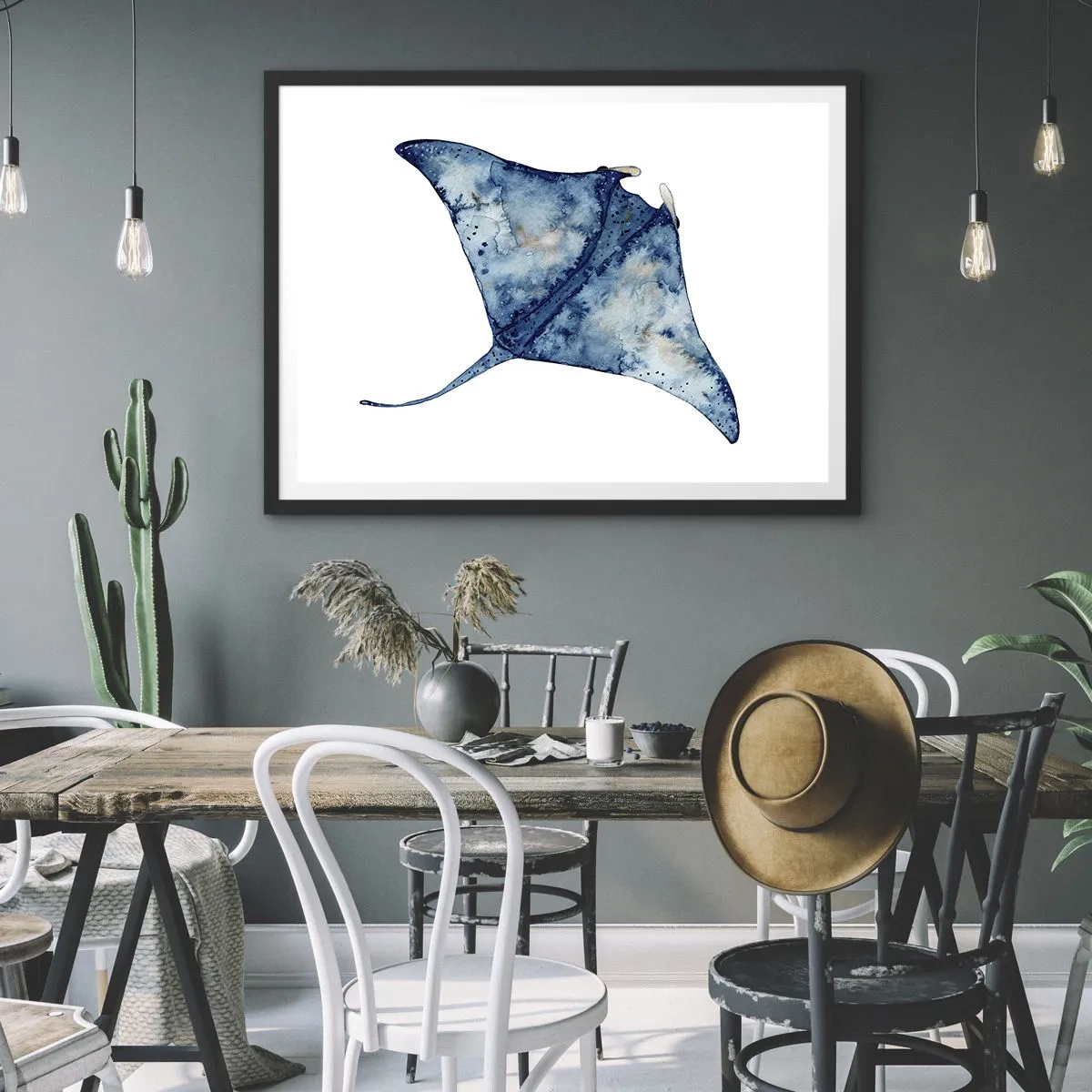 Pôster com moldura preta - A vida em azul - 91x61 cm