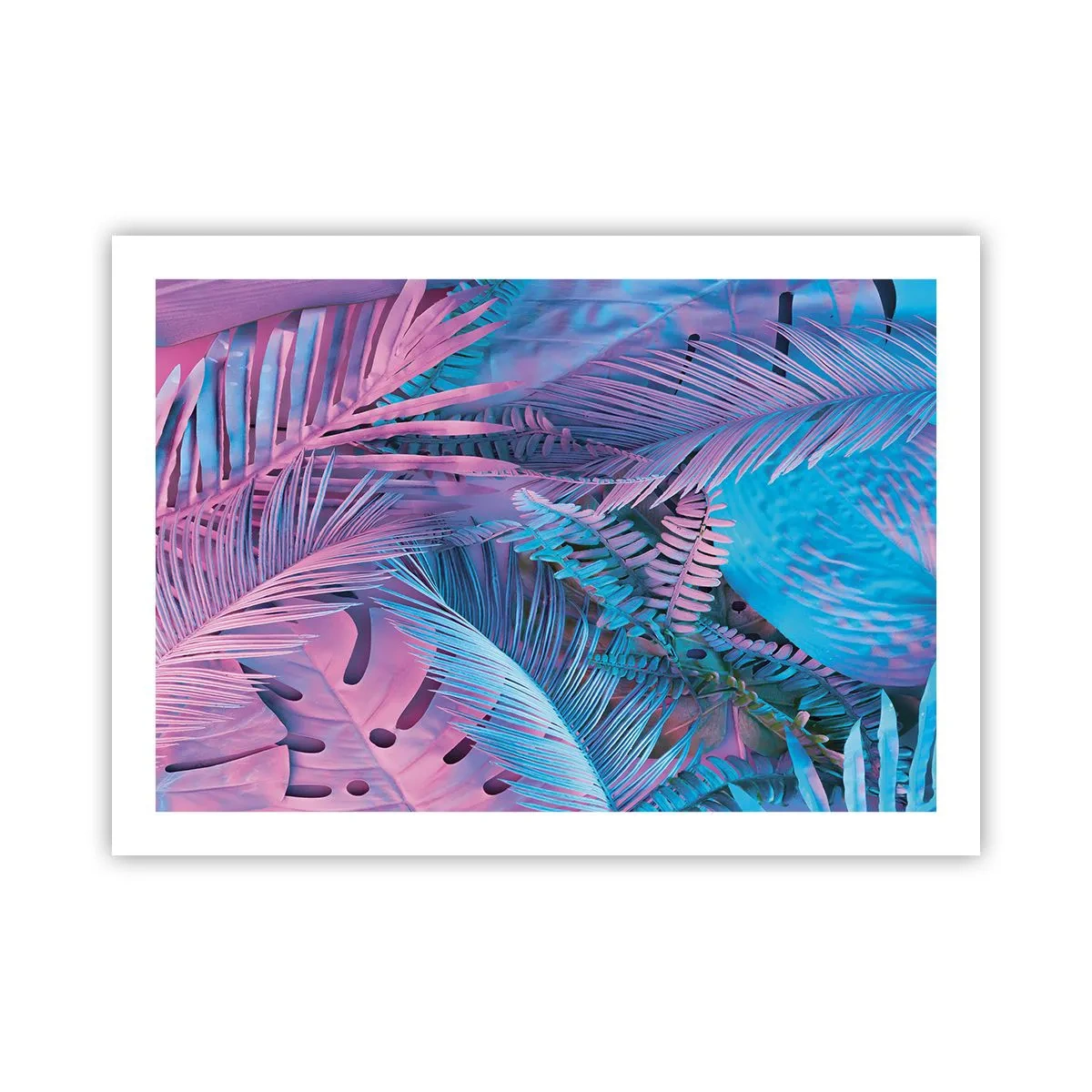 Pôster - Trópicos em rosa e azul - 70x50 cm