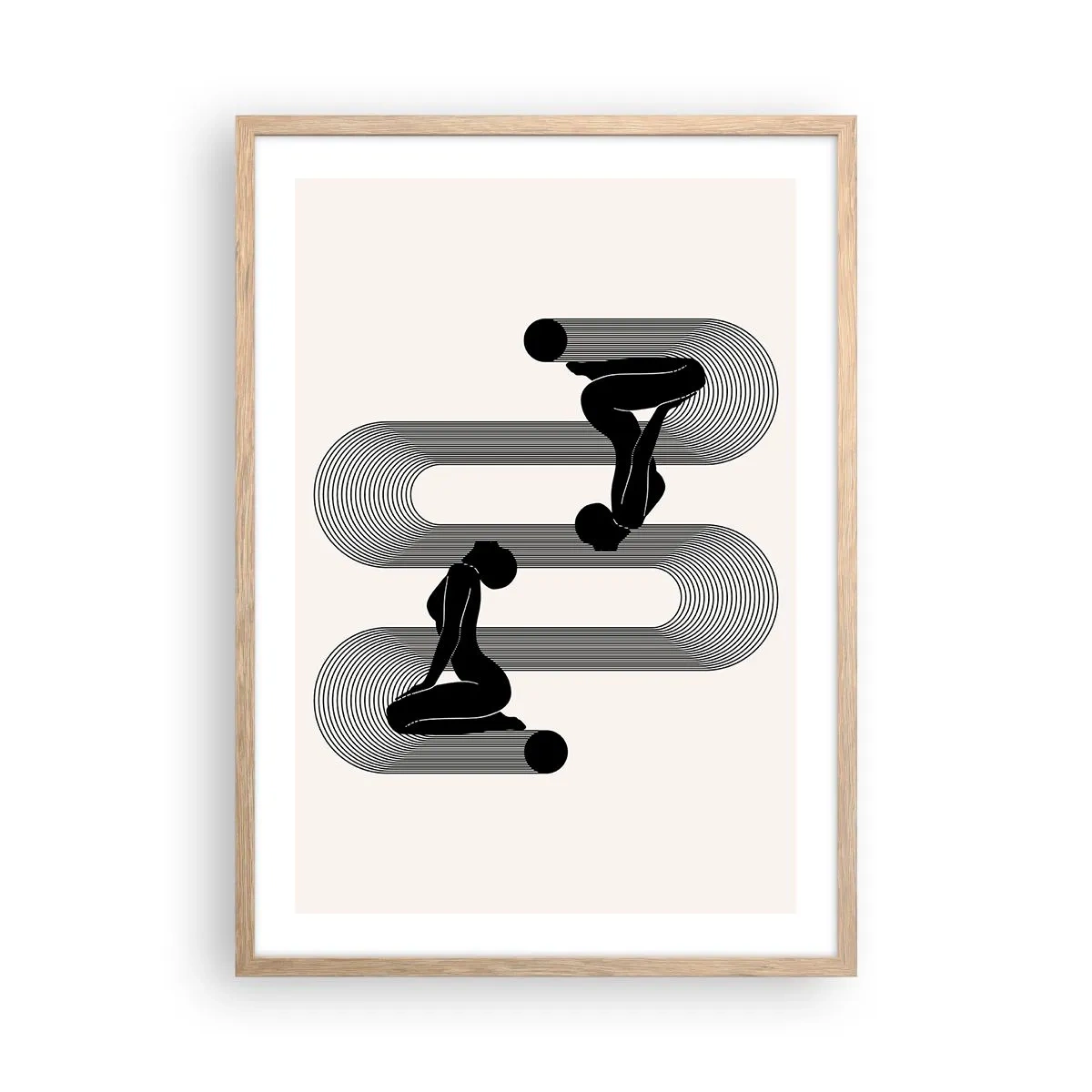 Pôster com moldura de carvalho claro - Simetria sensual - 50x70 cm