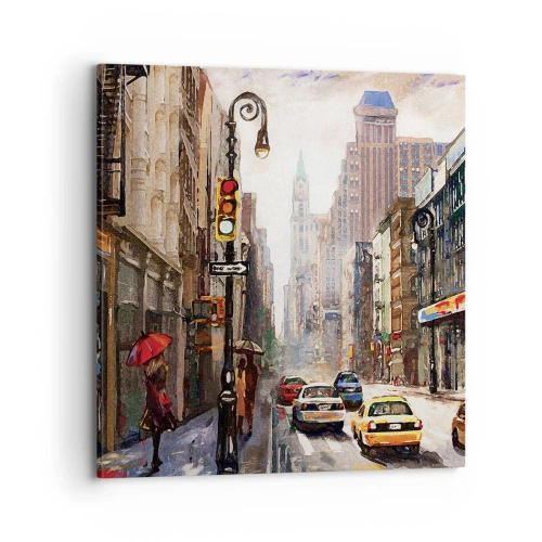 Quadro em tela - Nova York – colorida também na chuva  - 70x70 cm