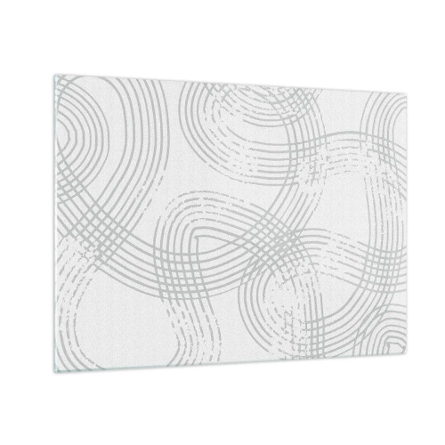 Quadro em vidro - Linhas curvas abstratas em tons de cinza sobre branco - 70x50cm - Não existe caminho reto - Decoração de parede moderna para a sala de estar e quarto ARTTOR