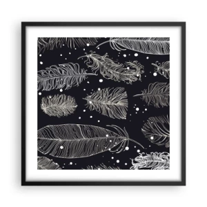 Pôster com moldura preta - Rendas de penas - 50x50 cm
