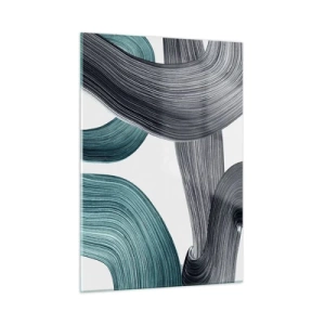 Quadro em vidro - Trilhas esmeralda e preta - 50x70 cm