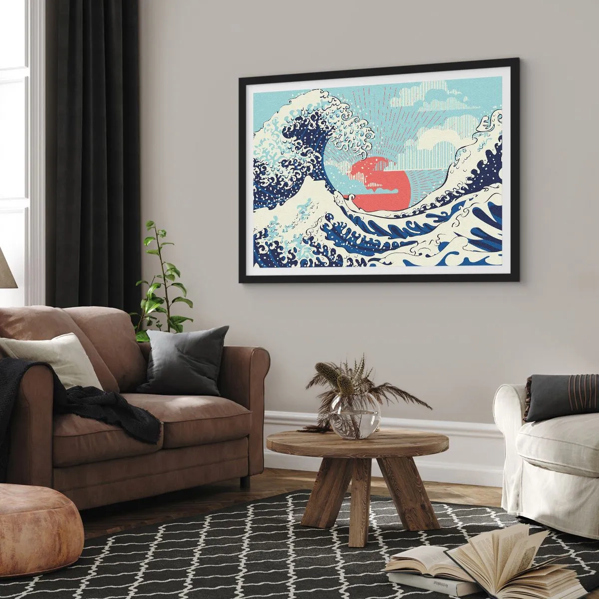 Pôster com moldura preta - Das inspirações japonesas - 70x50 cm