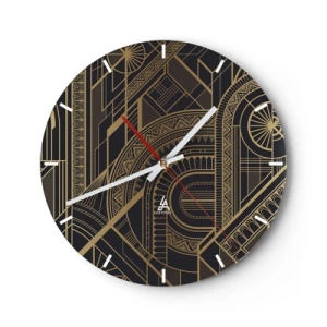 Relógio de parede - Relógio em vidro - Padrão geométrico abstrato em cores douradas - 30x30cm - Conceitos, ideias, planos - Decoração de parede moderna para a sala de estar, cozinha e quarto ARTTOR