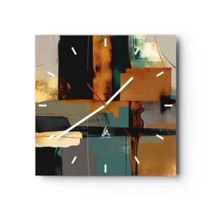 Relógio de parede - Relógio em vidro - Abstração – luz e sombra - 40x40 cm