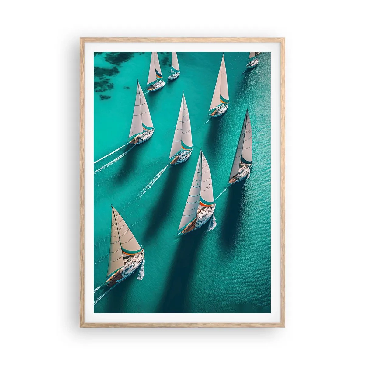 Pôster com moldura de carvalho claro - Numa competição com o vento - 70x100 cm