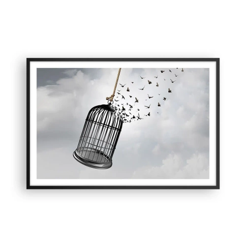 Pôster com moldura preta - Fé... Esperança... Liberdade! - 91x61 cm