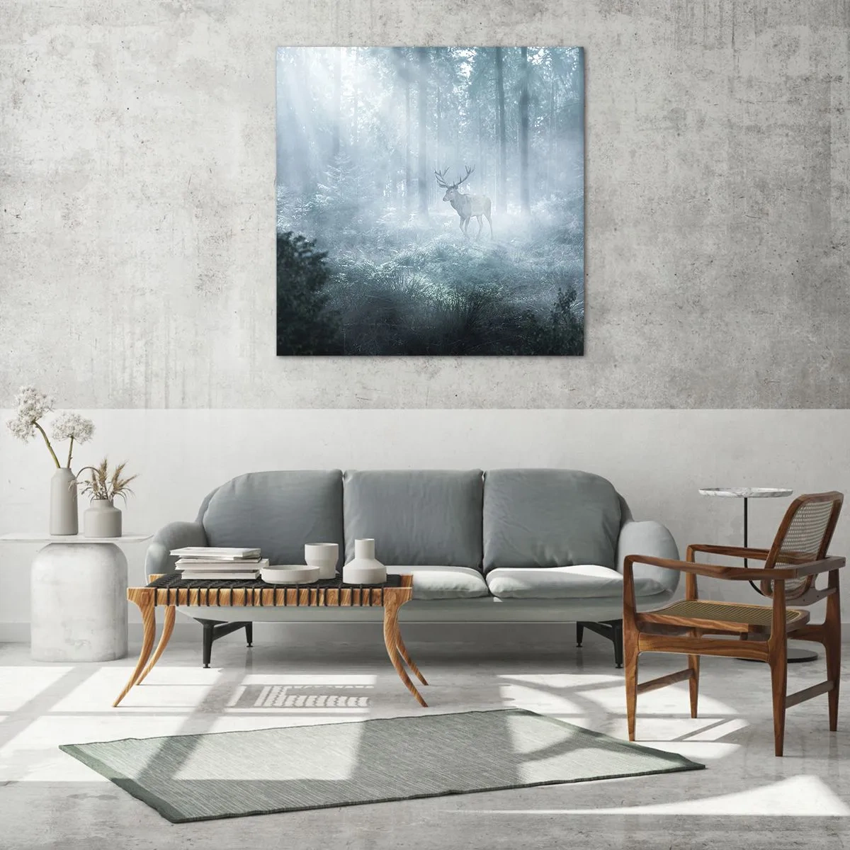 Quadro em vidro - Passeio matinal à volta da propriedade - 70x70 cm