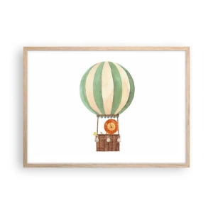 Pôster com moldura de carvalho claro - As viagens de Leon - 70x50 cm