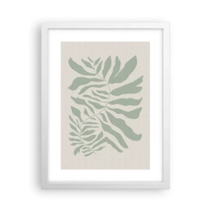 Pôster em moldura branca - Galho esmeralda - 30x40 cm