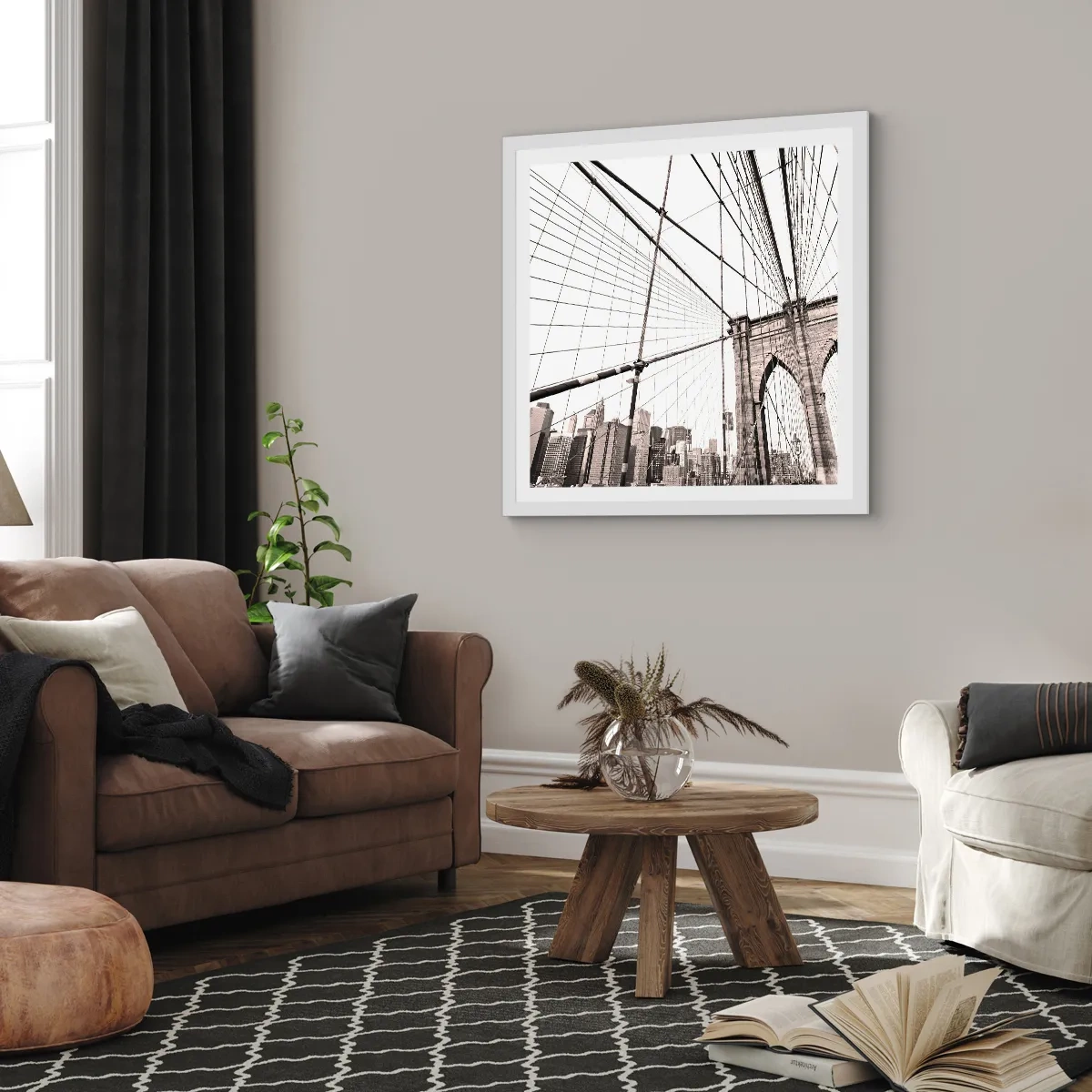 Pôster em moldura branca - Catedral de Nova York - 60x60 cm