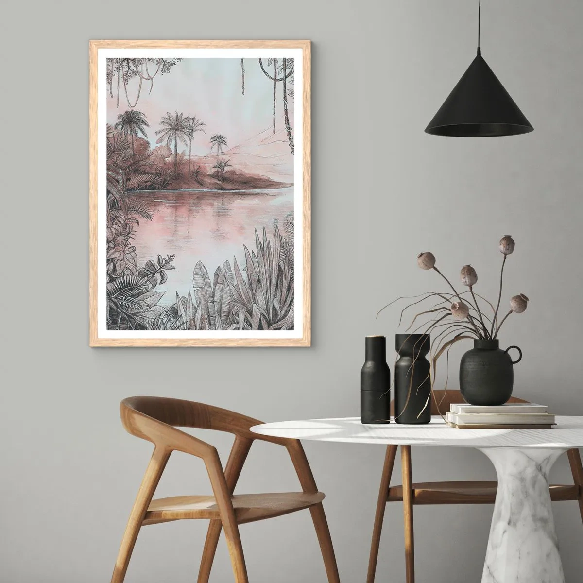 Pôster com moldura de carvalho claro - Diário de um explorador do século 19 - 61x91 cm