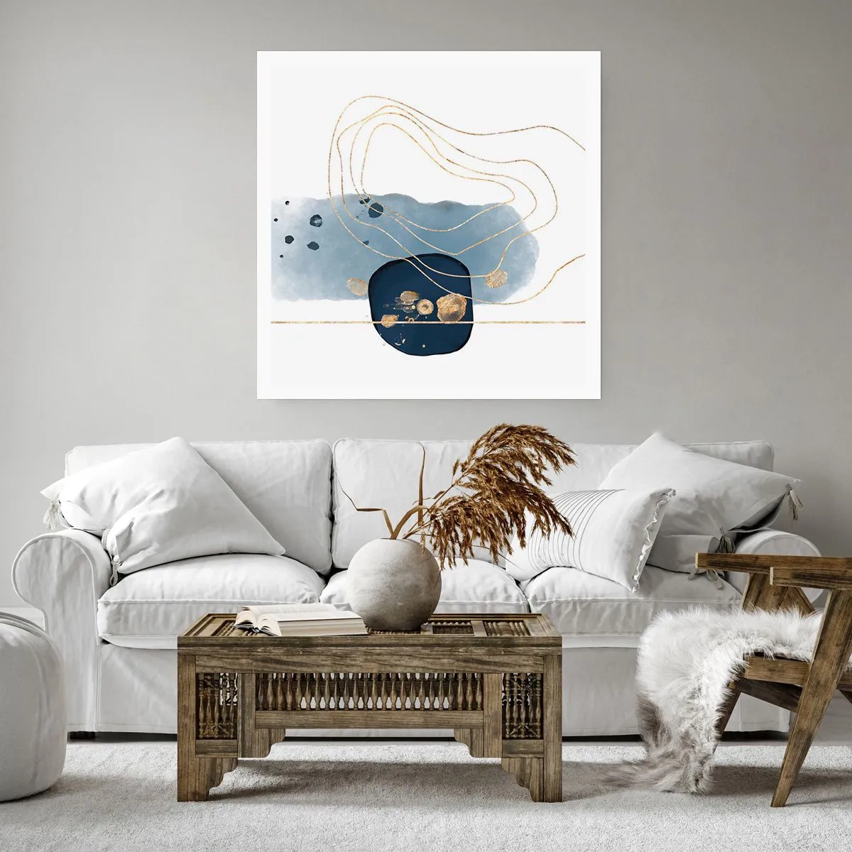 Pôster - Fantasia azul e dourada - 40x40 cm