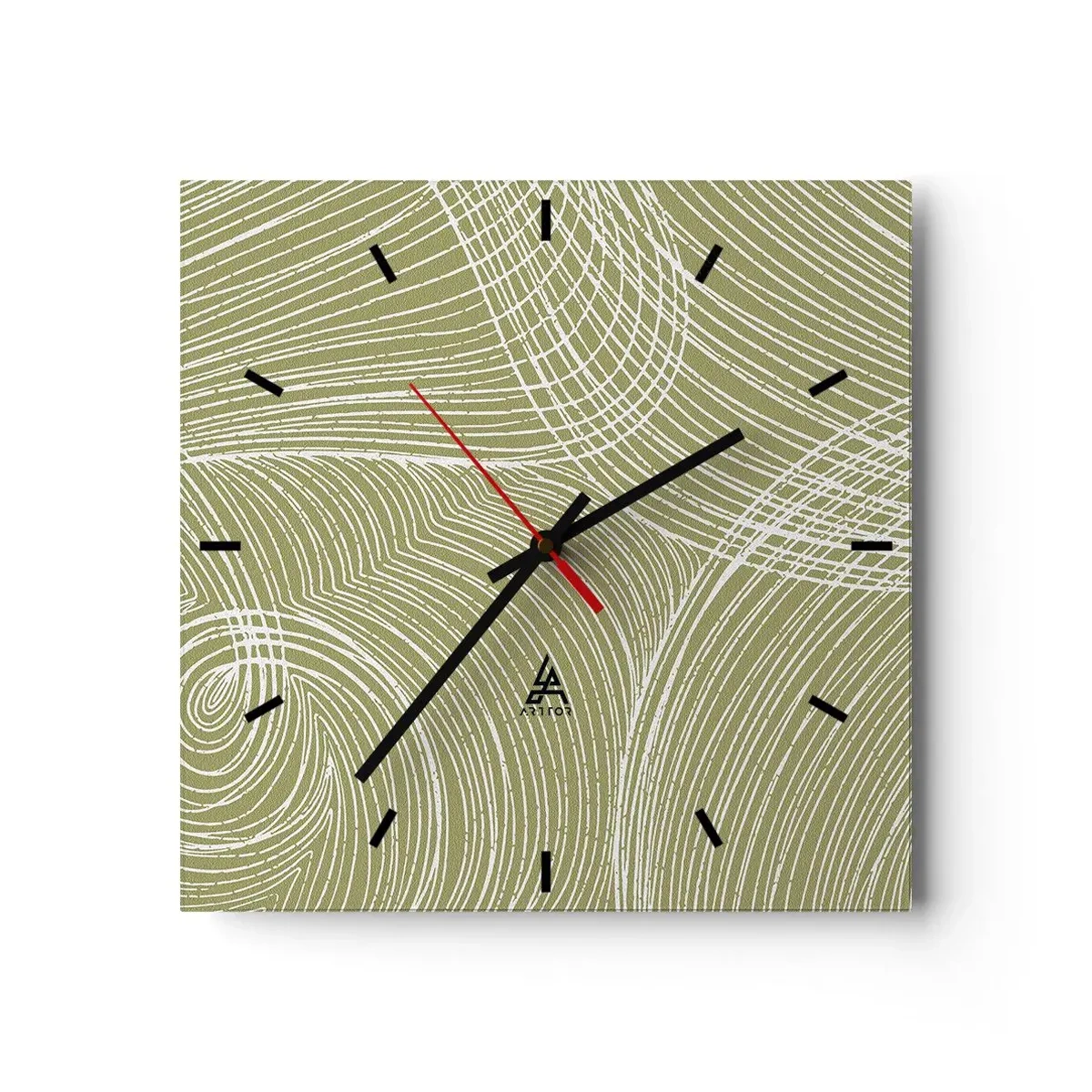 Relógio de parede - Relógio em vidro - Abstração intrincada em branco - 40x40 cm