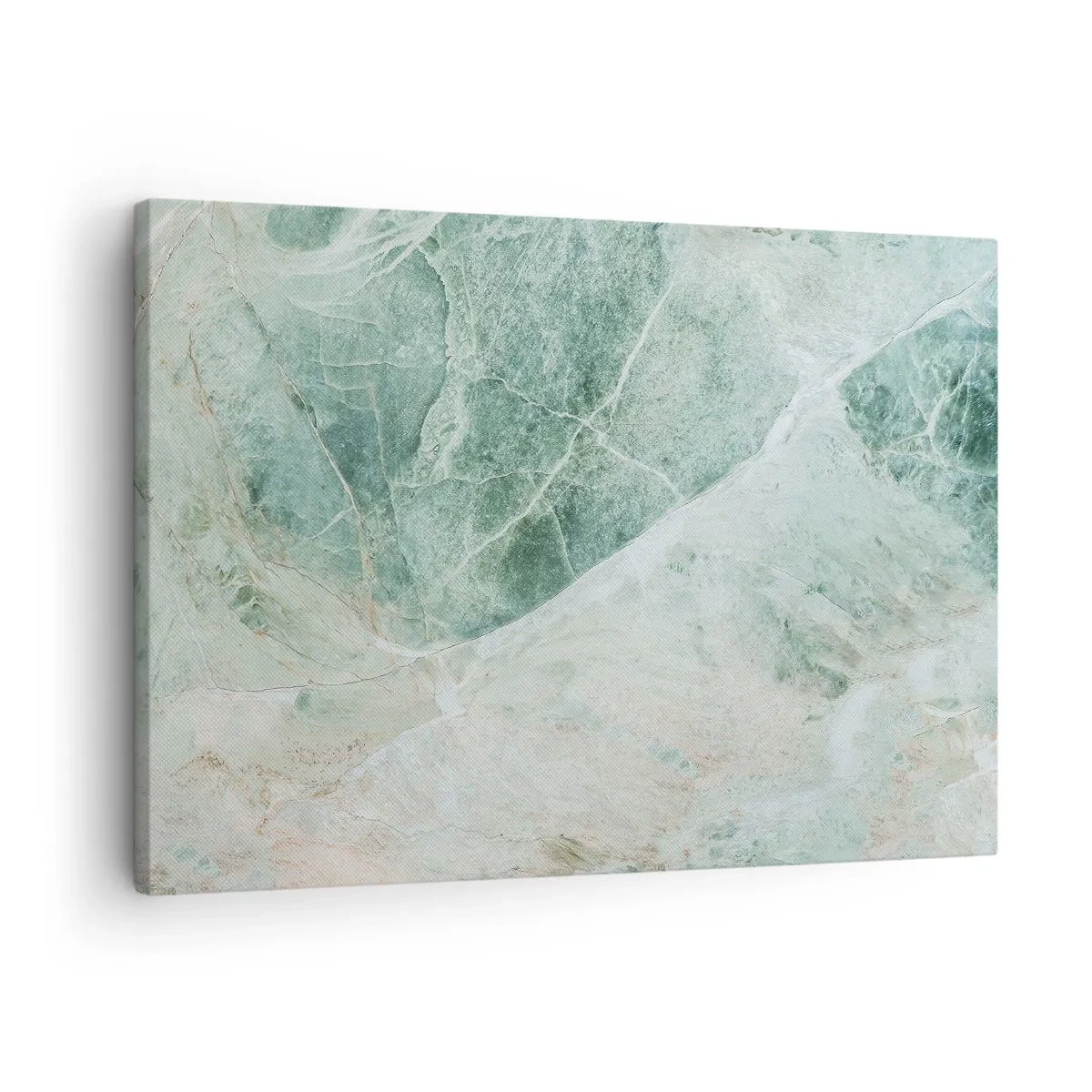 Quadro em tela - Mármore verde com delicados veios brancos - 70x50cm - A nobre frieza da pedra - Decoração de parede moderna para a sala de estar e quarto ARTTOR
