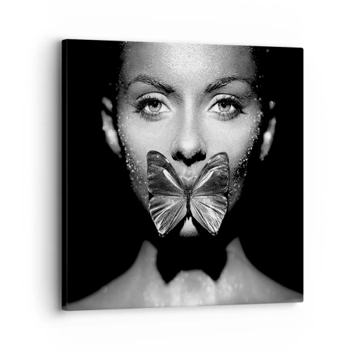 Quadro em tela - O beijo da borboleta - 30x30 cm