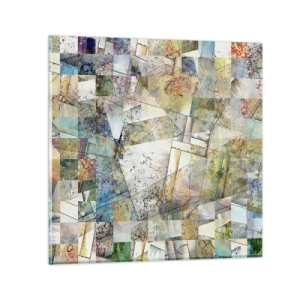 Quadro em vidro - Embaralhamento geométrico - 40x40 cm