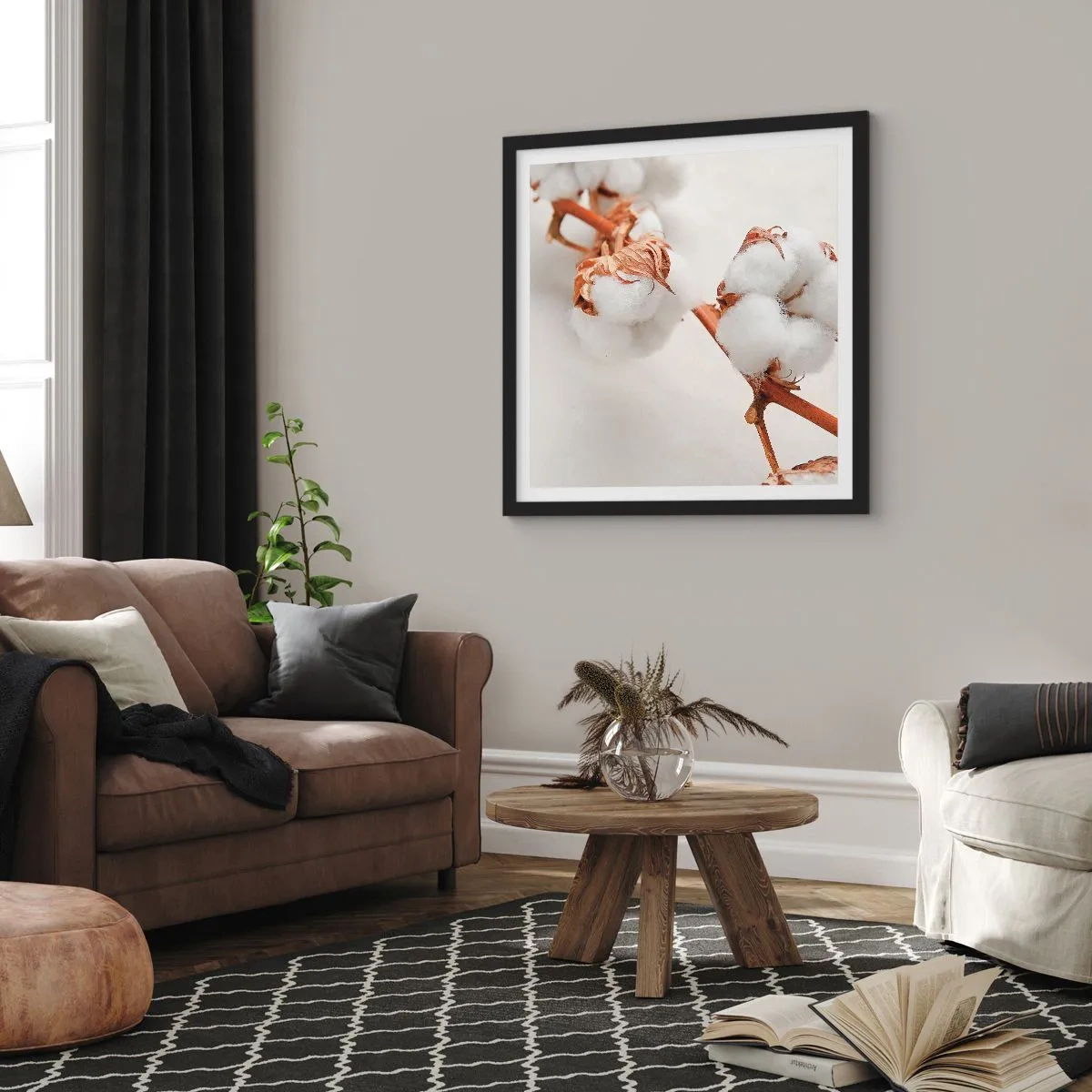 Pôster com moldura preta - Apenas acaricie - 30x30 cm