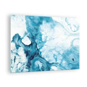 Quadro em vidro - Composição abstrata em tons de azul e branco - 70x50cm - Concerto Azul - Decoração de parede moderna para a sala de estar e quarto ARTTOR