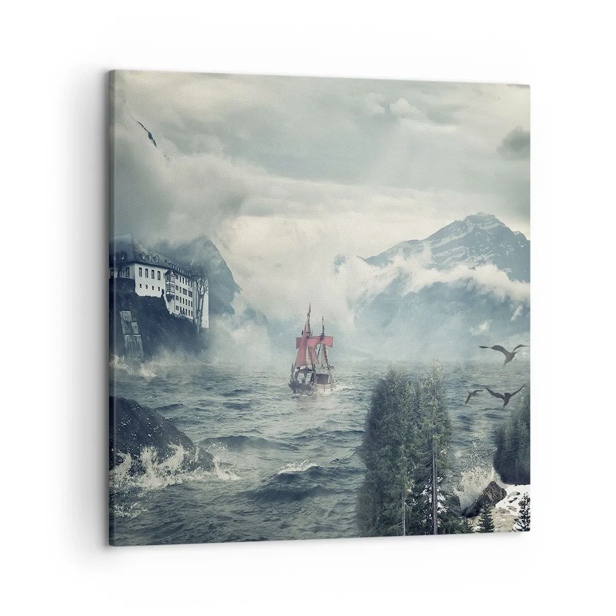 Quadro em tela - Nas águas mágicas - 50x50 cm