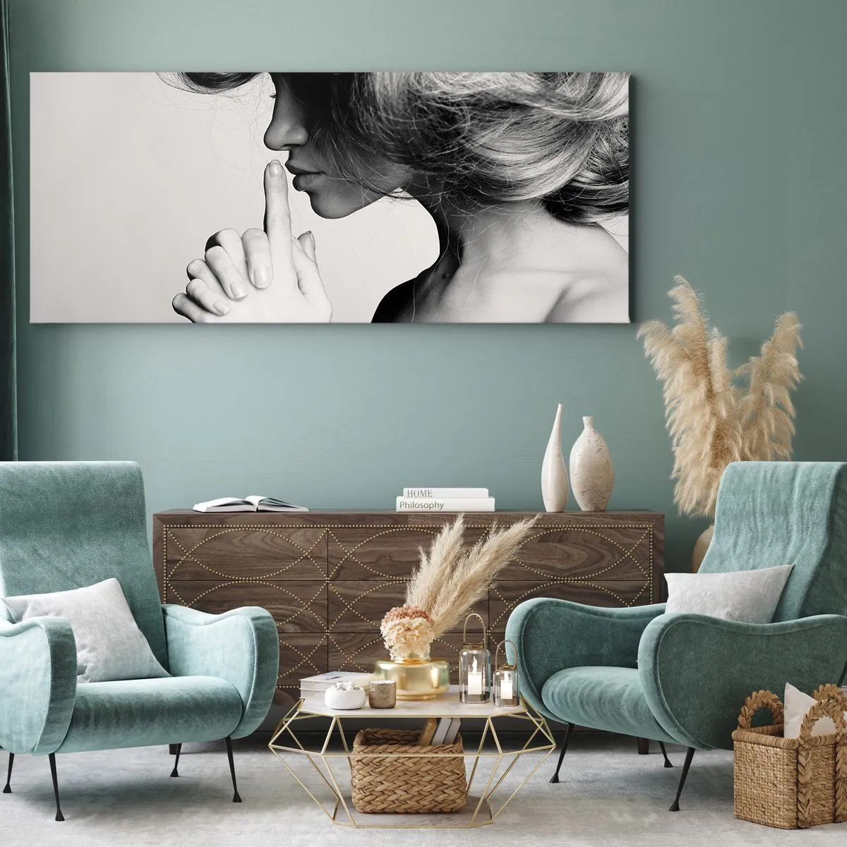 Quadro em tela - Ouvindo-se a si própria - 160x50 cm