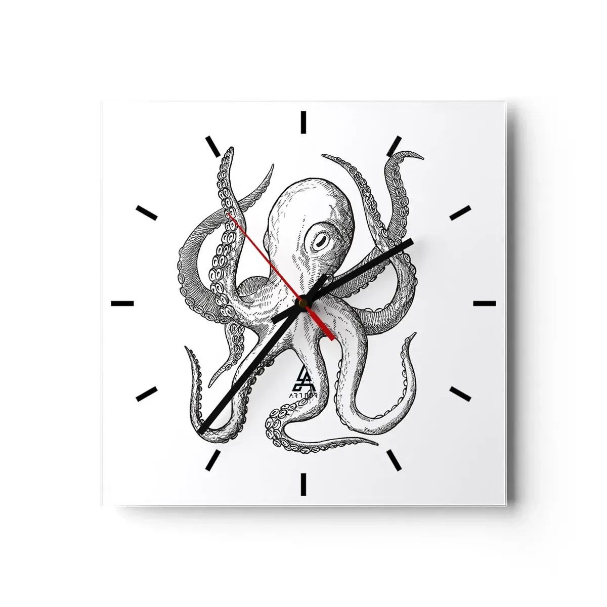 Relógio de parede - Relógio em vidro - Dançando com as ondas - 30x30 cm