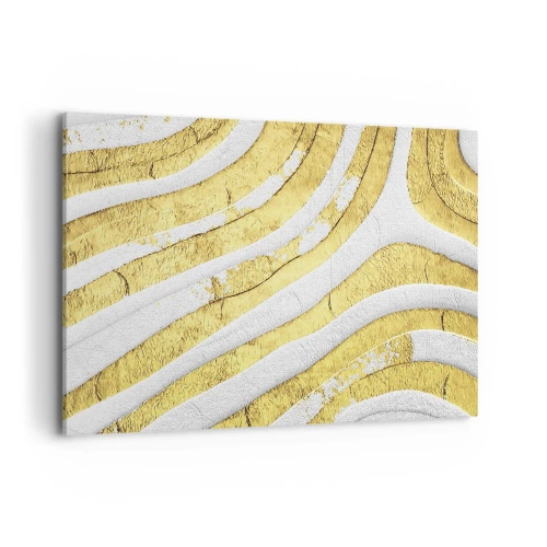 Quadro em tela - Composição a branco e ouro - 100x70 cm