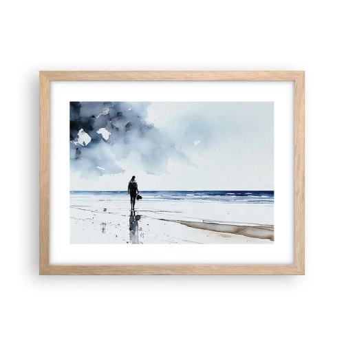Pôster com moldura de carvalho claro - Conversa com o mar - 40x30 cm