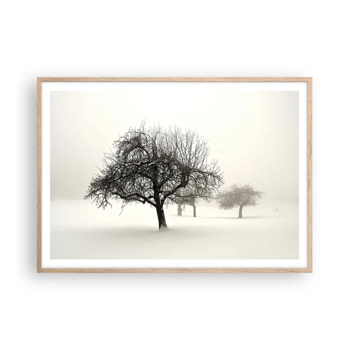 Pôster com moldura de carvalho claro - Sono de inverno - 100x70 cm