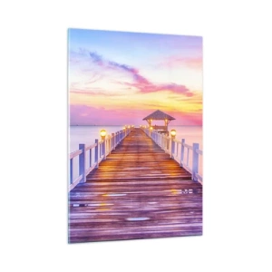 Quadro em vidro - O silêncio lilás-dourado da noite - 50x70 cm