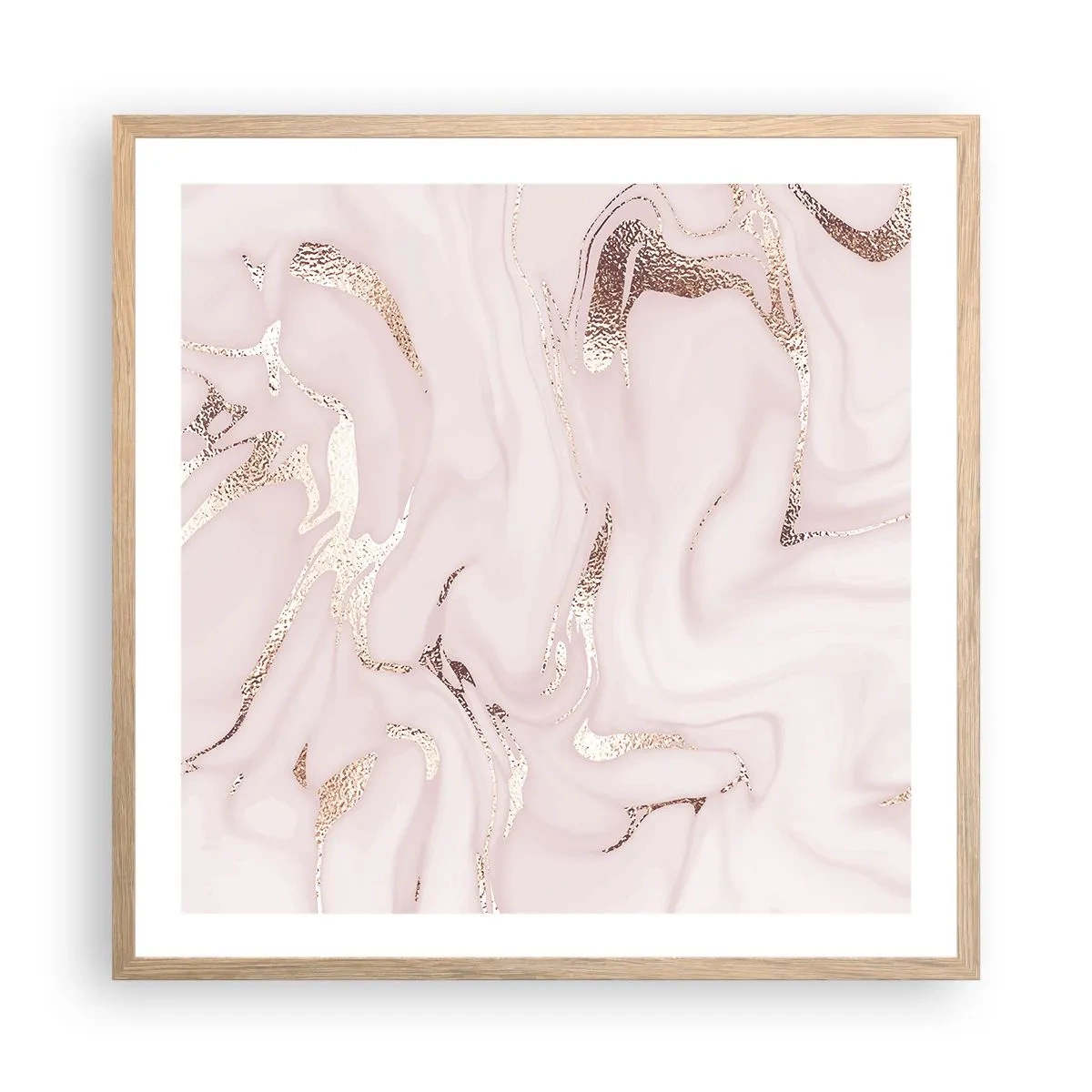 Pôster com moldura de carvalho claro - Num lenço cor-de-rosa - 60x60 cm