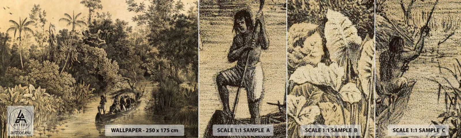 Amostra de papel de parede Premium Canvas - Viagem à fonte - Selva, Amazônia, Trópicos - 100x30 cm
