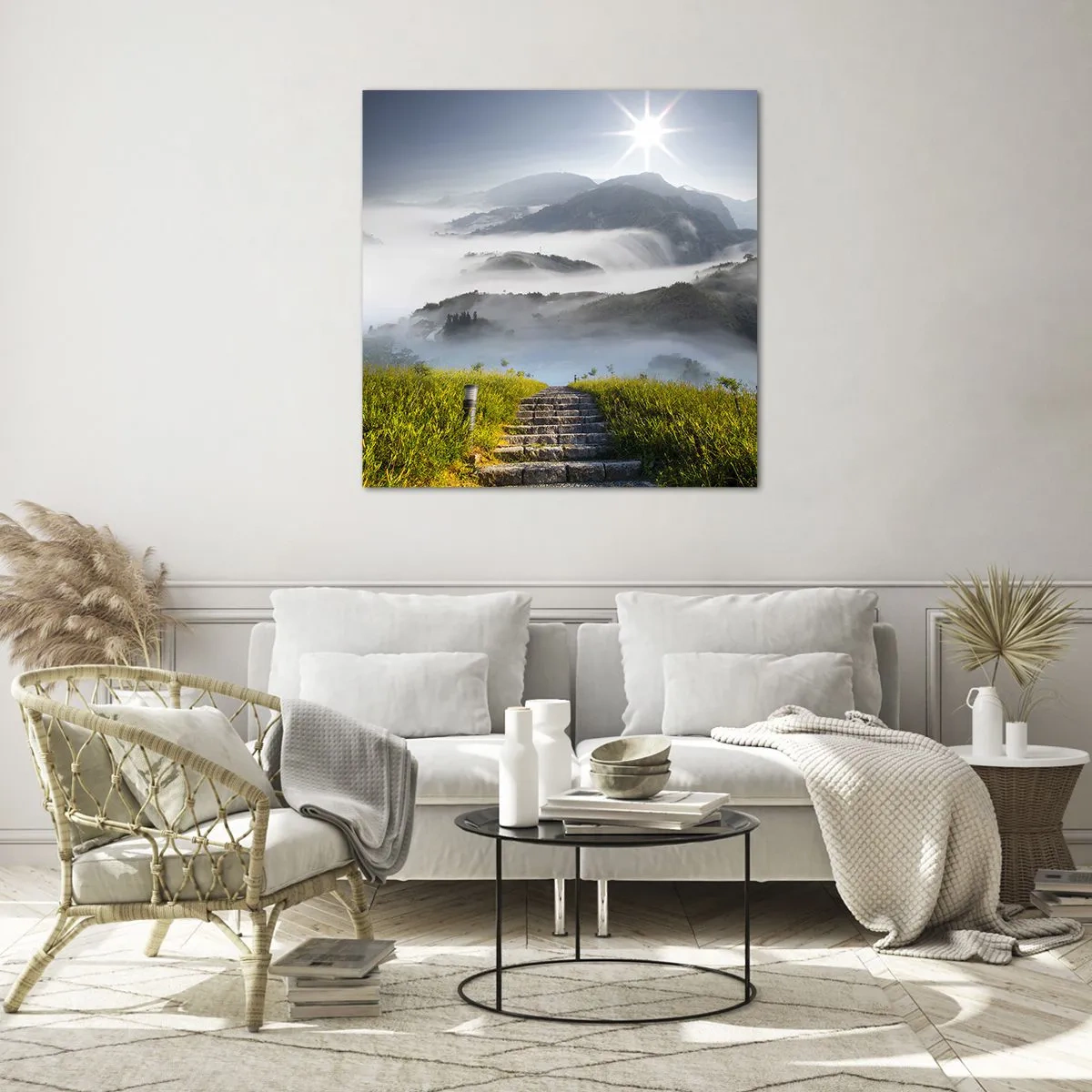 Quadro em vidro - Em direcção às nuvens - 70x70 cm