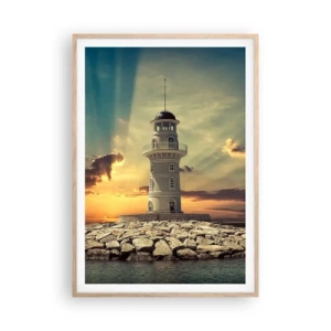 Pôster com moldura de carvalho claro - Luz - Bondade - Beleza - 70x100 cm