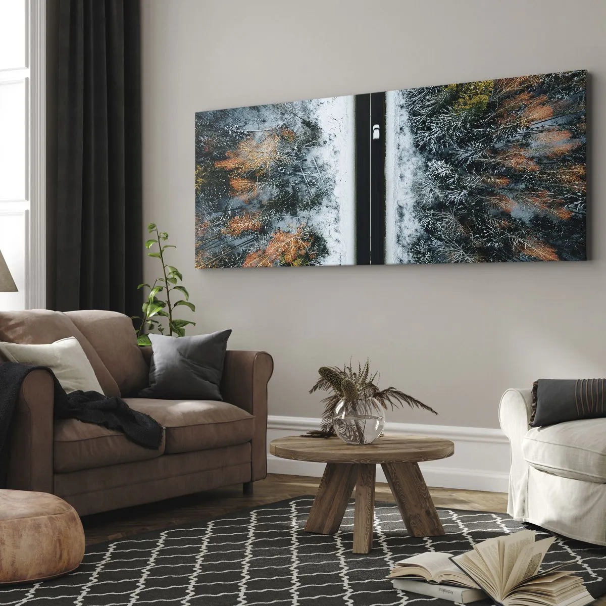 Quadro em tela - Cortar a floresta no inverno - 140x50 cm