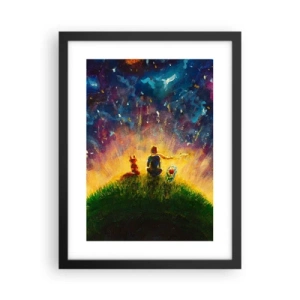 Pôster com moldura preta - Amor e amizade - o mundo inteiro - 30x40 cm