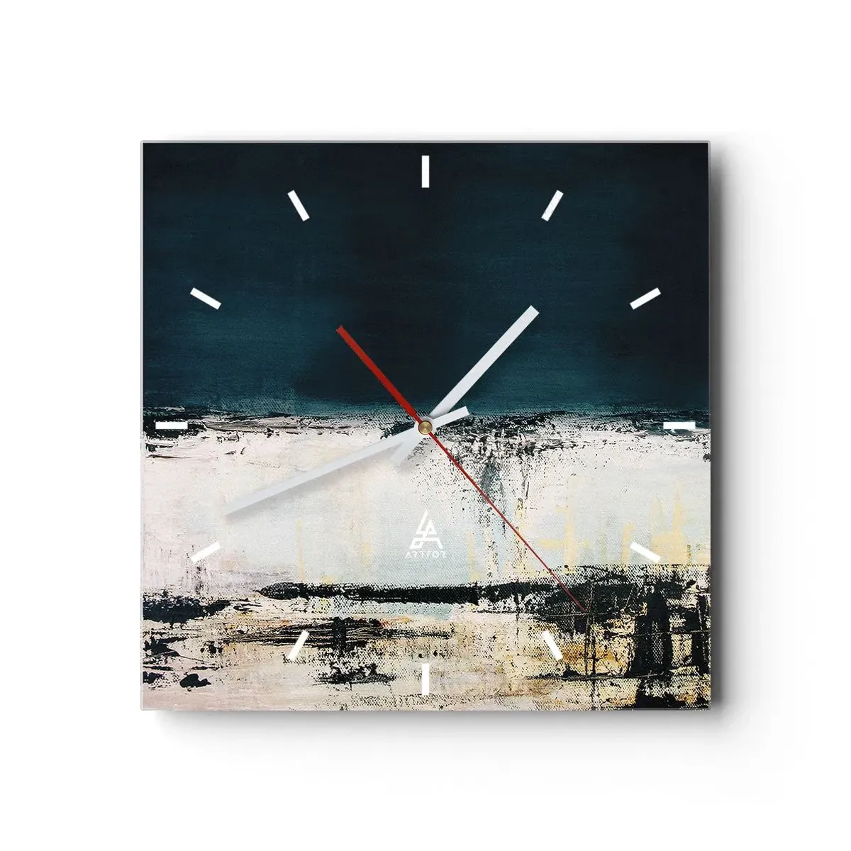 Relógio de parede - Relógio em vidro - Composição horizontal - 30x30 cm