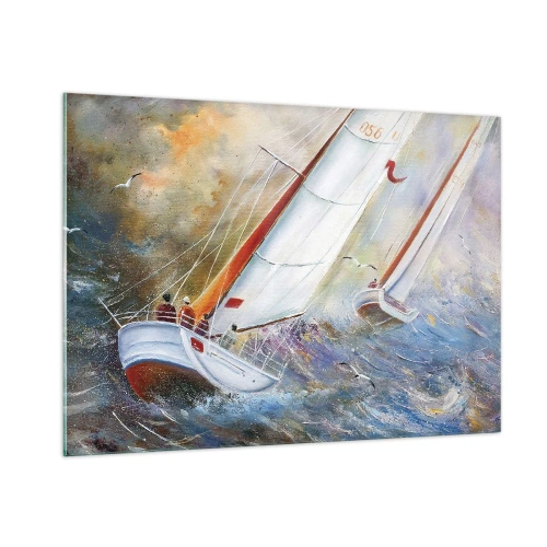 Quadro em vidro - Correr sobre as ondas - 100x70 cm