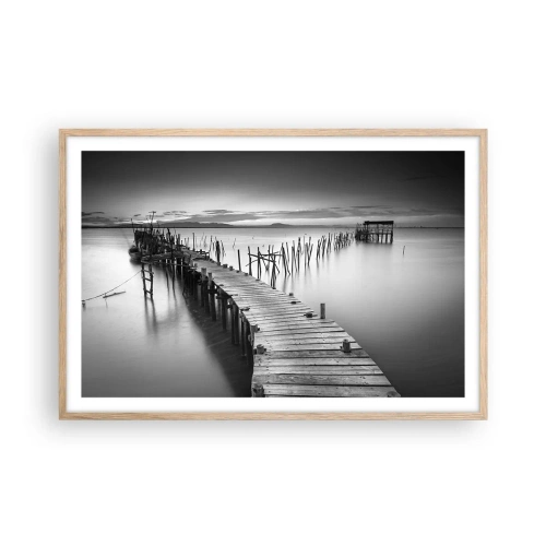 Pôster com moldura de carvalho claro - A tranquilidade de uma costa esquecida - 91x61 cm