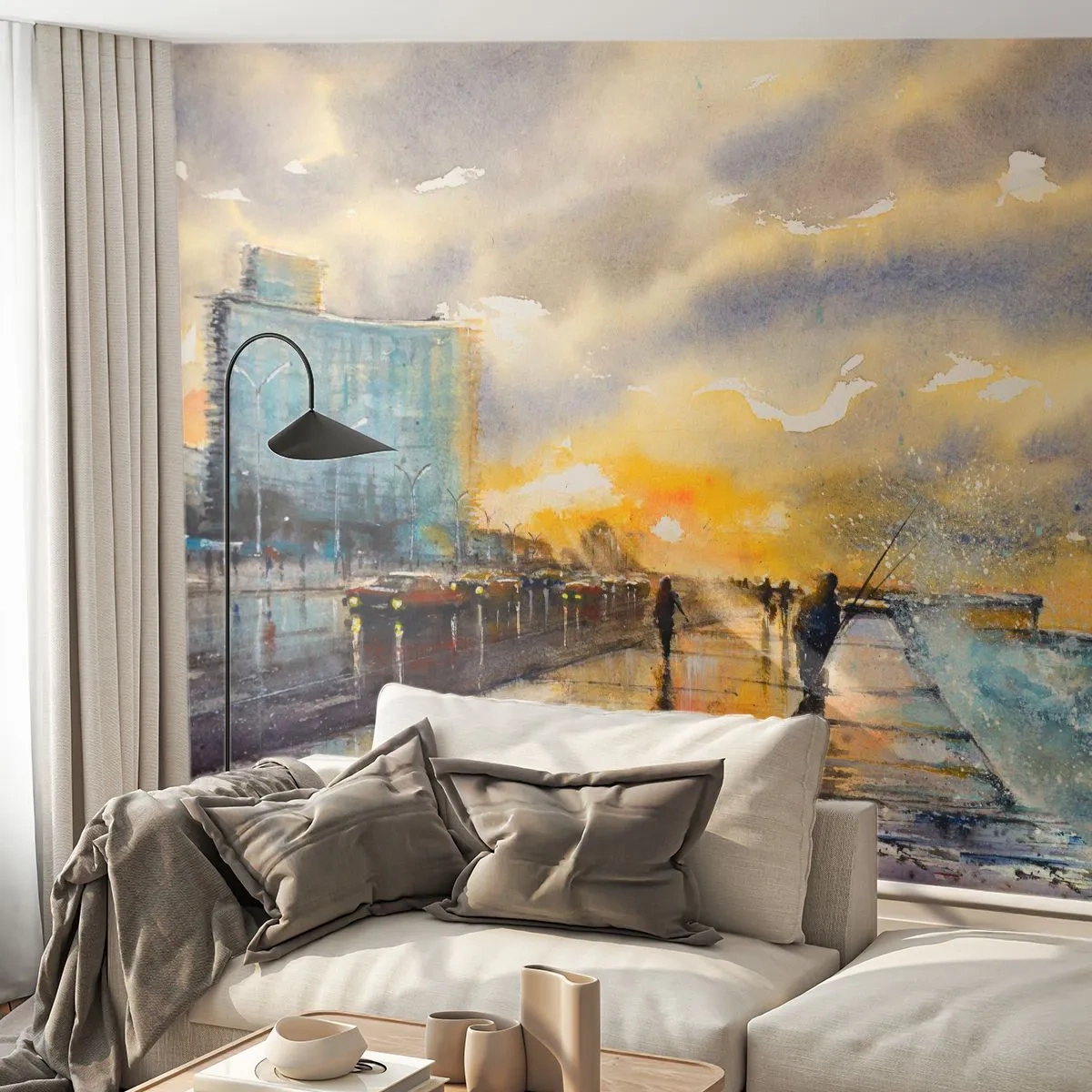 Papel de Parede Premium Canvas - A vida na costa - Paisagem, Pedaço, Pôr do sol - 100x70 cm