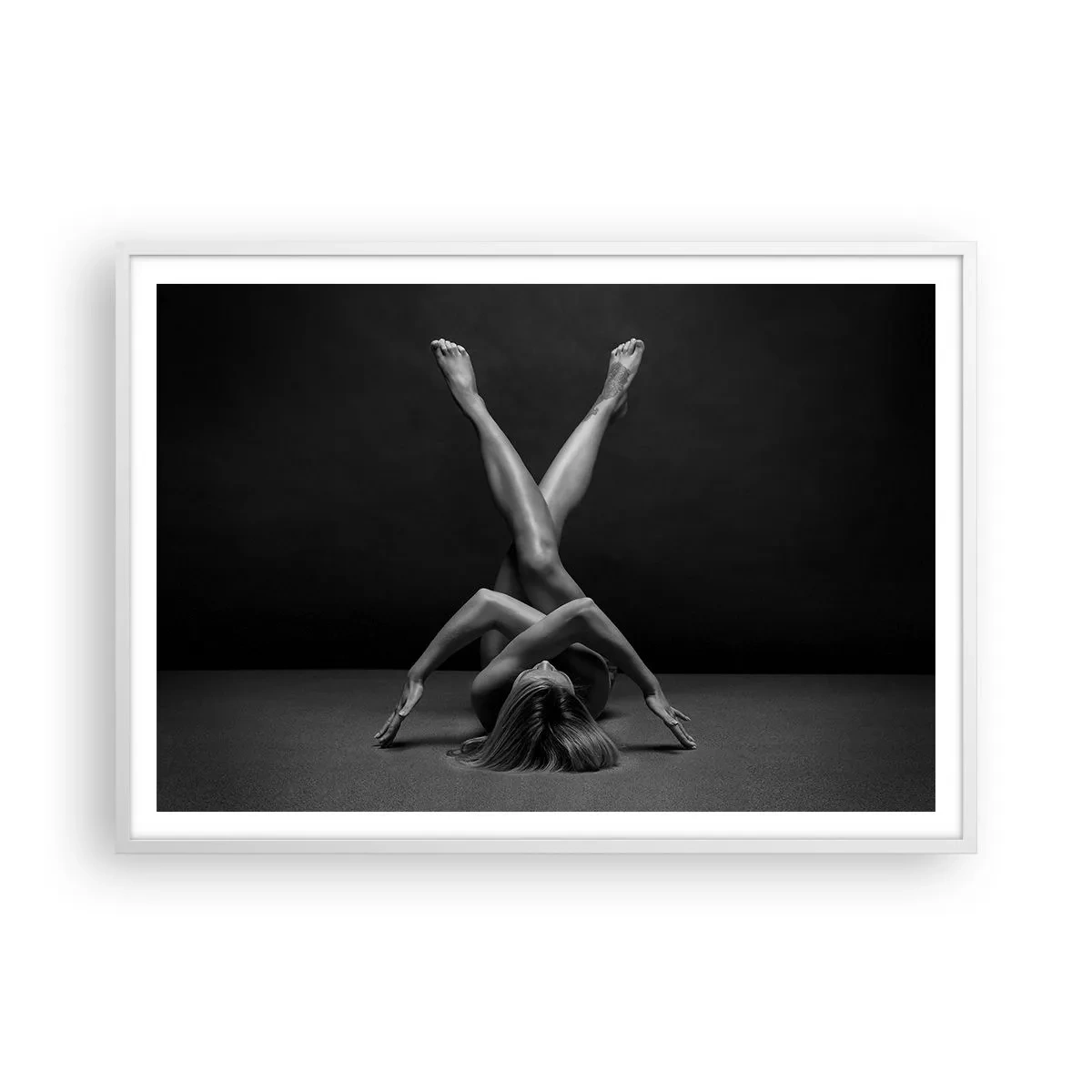 Pôster em moldura branca - Geometria da nudez - 100x70 cm